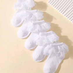جوارب بنات صغار من 6 شهر الى سنتين بلون ابيض