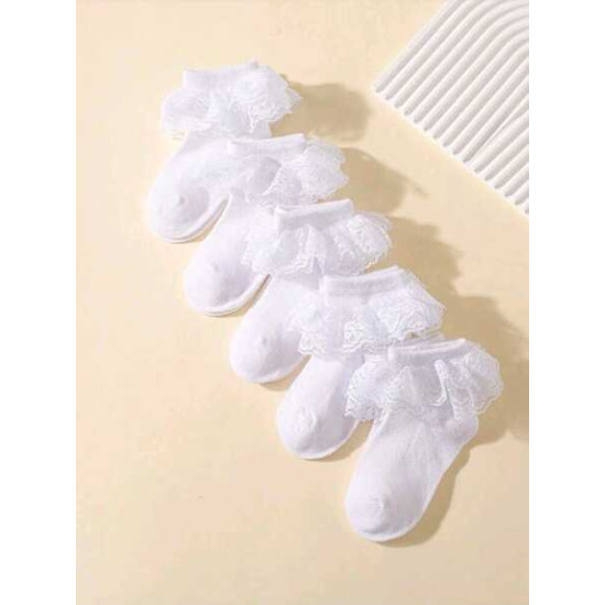جوارب بنات صغار من 6 شهر الى سنتين بلون ابيض