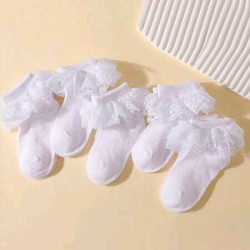 جوارب بنات صغار من 6 شهر الى سنتين بلون ابيض