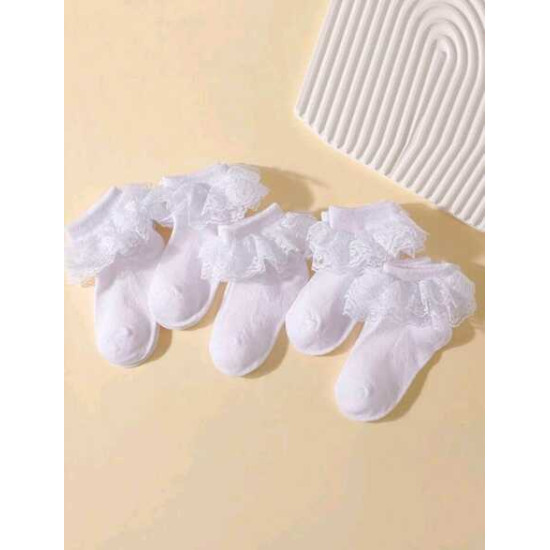 جوارب بنات صغار من 6 شهر الى سنتين بلون ابيض