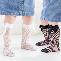 2 زوج جوارب شبك مزينه بفيونكة من الأعلى 