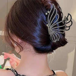 قباضة شعر حجر الراين بتصميم فراشة