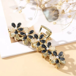 قباضة شعر لؤلؤ صناعي مزخرف بزهر قطعة واحدة