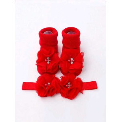 جوارب وربطة راس مضاد للانزلاق للبنات الصغار