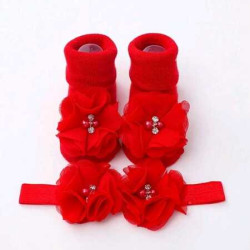 جوارب وربطة راس مضاد للانزلاق للبنات الصغار