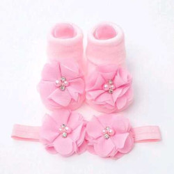 طقم شرابات و حزام رأس للأطفال مانعة للانزلاق