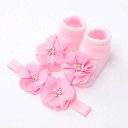 طقم شرابات و حزام رأس للأطفال مانعة للانزلاق