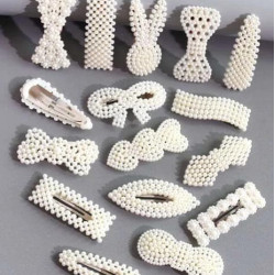 مشبك شعر مزين باللؤلؤ الصناعي - بنات - 16 قطعة