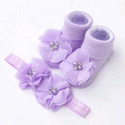 مجموعة شرائط شعر وجوارب للرضع