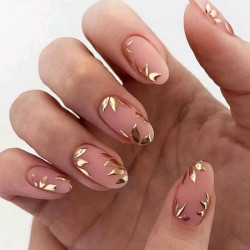 أظافر اصطناعية لون لوزي وسط 24 قطعة أظافر اصطناعية  