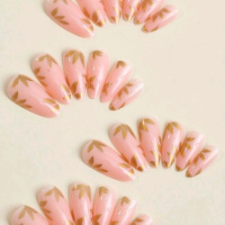 أظافر اصطناعية لون لوزي وسط 24 قطعة أظافر اصطناعية  