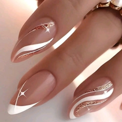 فن أظافر على شكل لوزيّ متوسط الطول 24 قطعة