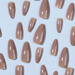 طويل لوز شكل مصباح رمادي أظافر اصطناعية طقم