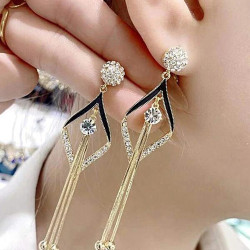 اقراط حجر الراين طويلة متدلية 