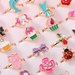 خاتم زهرة وقلب 36 قطعة بنات