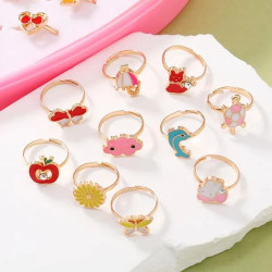 خاتم زهرة وقلب 36 قطعة بنات