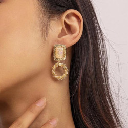 أقراط متدلية مربعة مزخرفة 