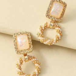 أقراط متدلية مربعة مزخرفة 