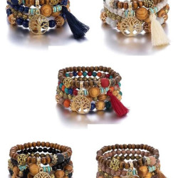 سوار بشكل مسبحة عريضة  4 قطع