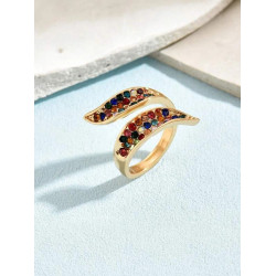 خاتم مفتوح حجر الراين الملونة