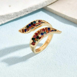 خاتم مفتوح حجر الراين الملونة