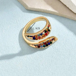 خاتم مفتوح حجر الراين الملونة