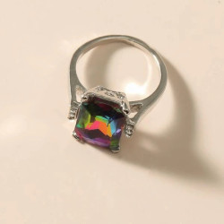 خاتم مزين حجر كرستالي بألوان متعددة