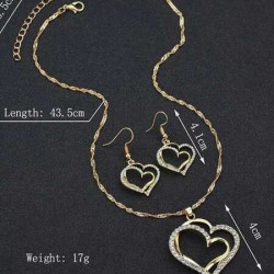 طقم بديكور القلب مرصع بأحجار الراين مكون من 3 قطعة