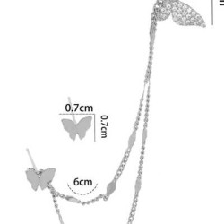 اقراط حجر الراين بفراشة فضي