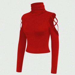 تي شيرت نسائي متقاطع مع كتف بارد