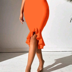 تنورة نسائية لون برتقالي صافي