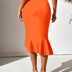 تنورة نسائية لون برتقالي صافي