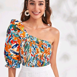 بلوزة بكتف واحد الوان متعددة