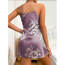 ثوب نوم بدون اكمام بطباعة زهور