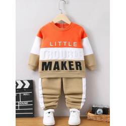 طقم كاجوال قطعتين بألوان متباينة للأطفال