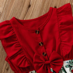 فستان مزين ببابيون وأطراف مكشكشة وطباعة زهور