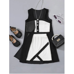 فنيلة وتنورة ومعطف للبنات من 4-7 سنوات 