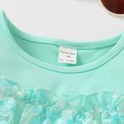 تي شيرت بقوس كشكش وتنورة للبنات 