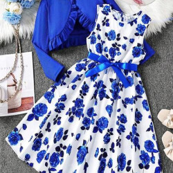 فستان بطباعة الازهار وجاكيت للبنات