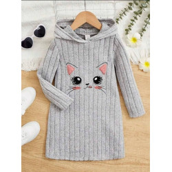 فستان كاجوال للبنات الصغار بتطريز قطة