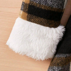 معطف طباعة مربع النقش ياقة بتفاصيل رفرف حزام