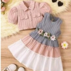 طقم فستان بناتي راقي بالوان جميلة