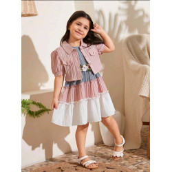 طقم فستان بناتي راقي بالوان جميلة