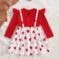 فستان بنات بطباعة قلوب 6-18 شهر 