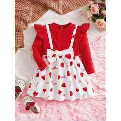 فستان بنات بطباعة قلوب 6-18 شهر 