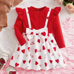 فستان بنات بطباعة قلوب 6-18 شهر 