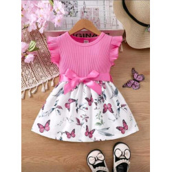 فستان بنات رضع بطباعة فراشة 