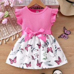 فستان بنات رضع بطباعة فراشة 