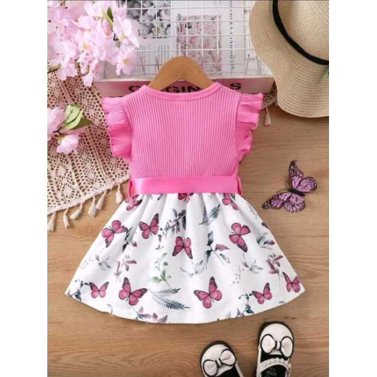 فستان بنات رضع بطباعة فراشة 