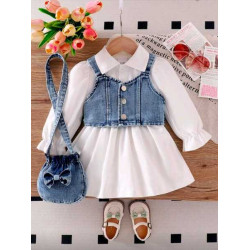 طقم 3 قطع جينز للبنات الصغار 